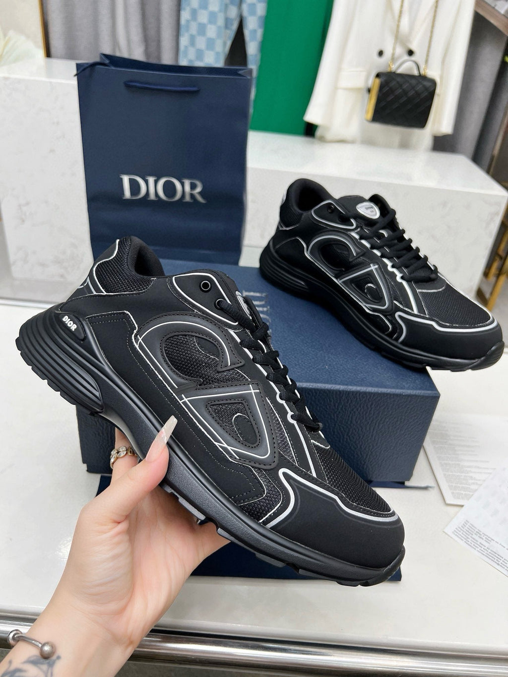 Dior B30 Unisex Mesh and Leather Sneakers