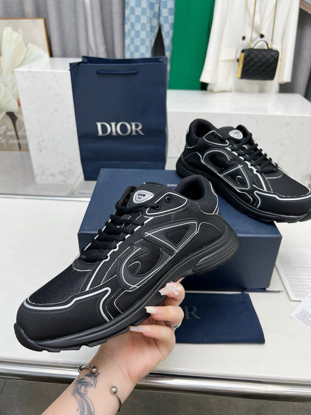 Dior B30 Unisex Mesh and Leather Sneakers