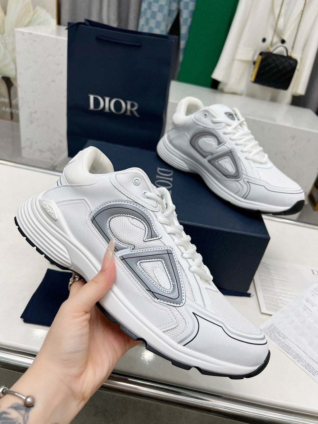 Dior B30 Unisex Mesh and Leather Sneakers