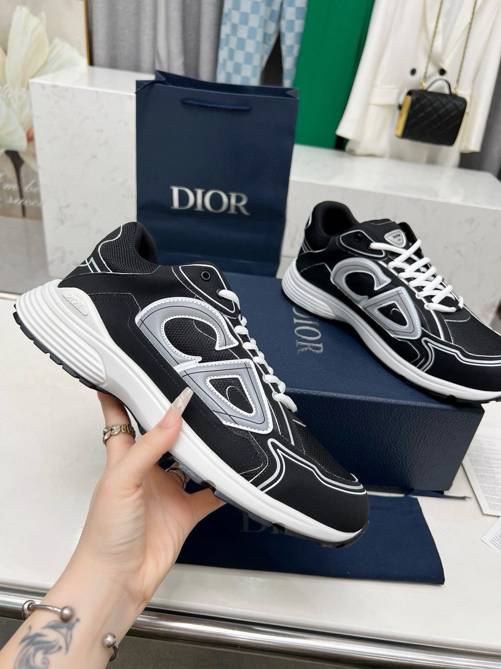 Dior B30 Unisex Mesh and Leather Sneakers