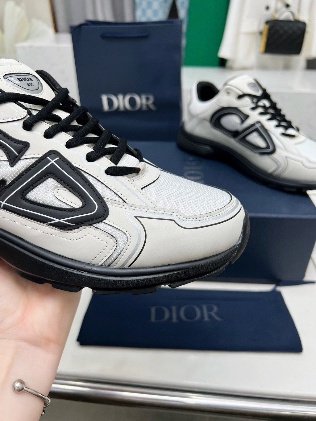 Dior B30 Unisex Mesh and Leather Sneakers