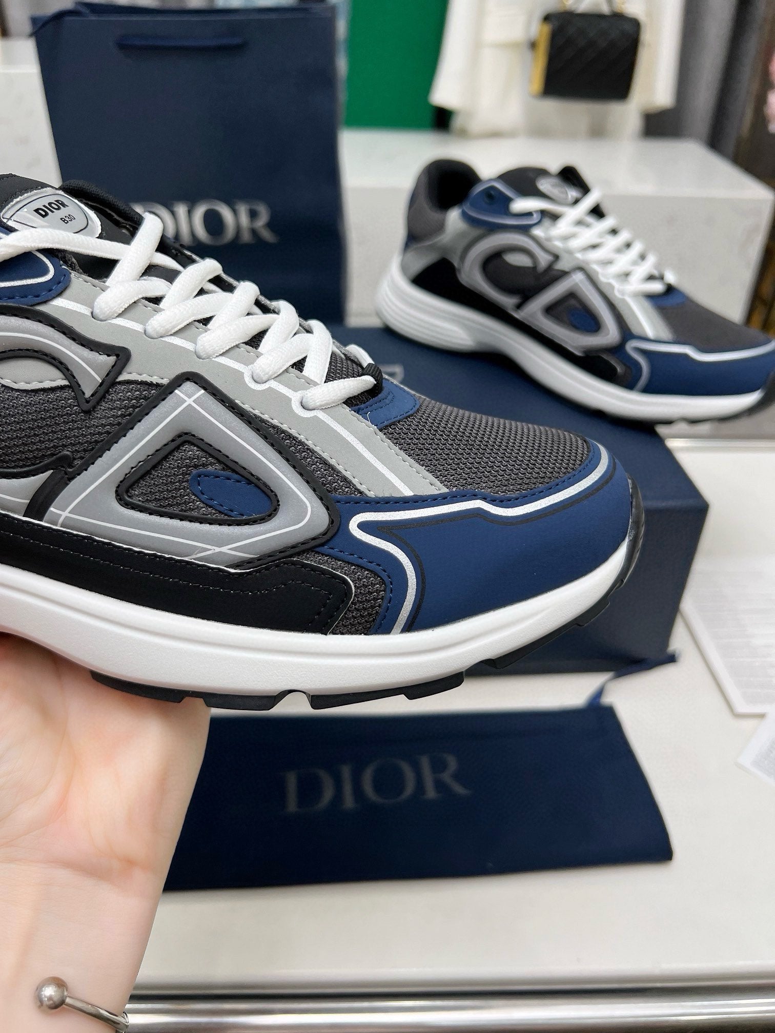 Dior B30 Unisex Mesh and Leather Sneakers