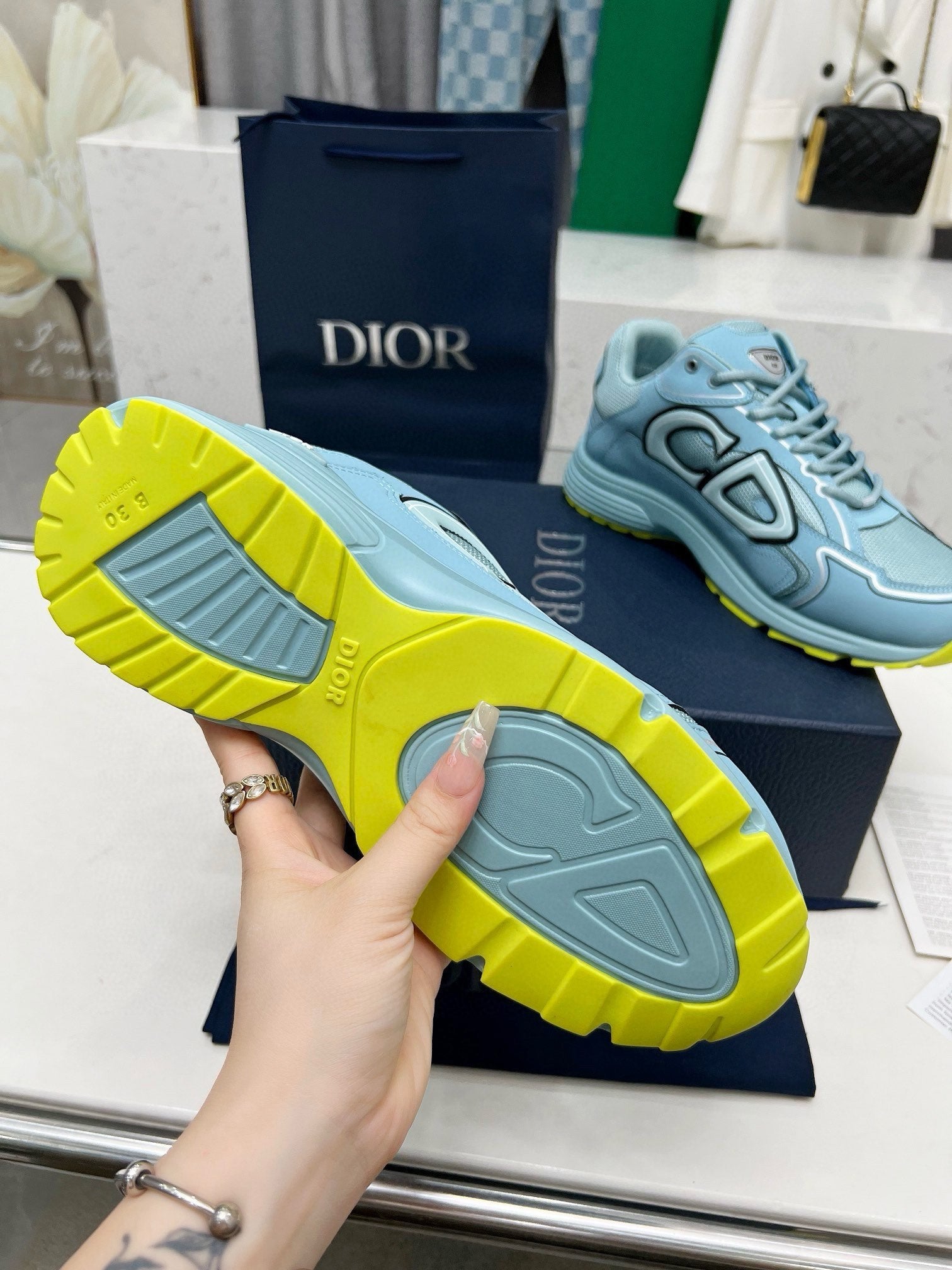 Dior B30 Unisex Mesh and Leather Sneakers