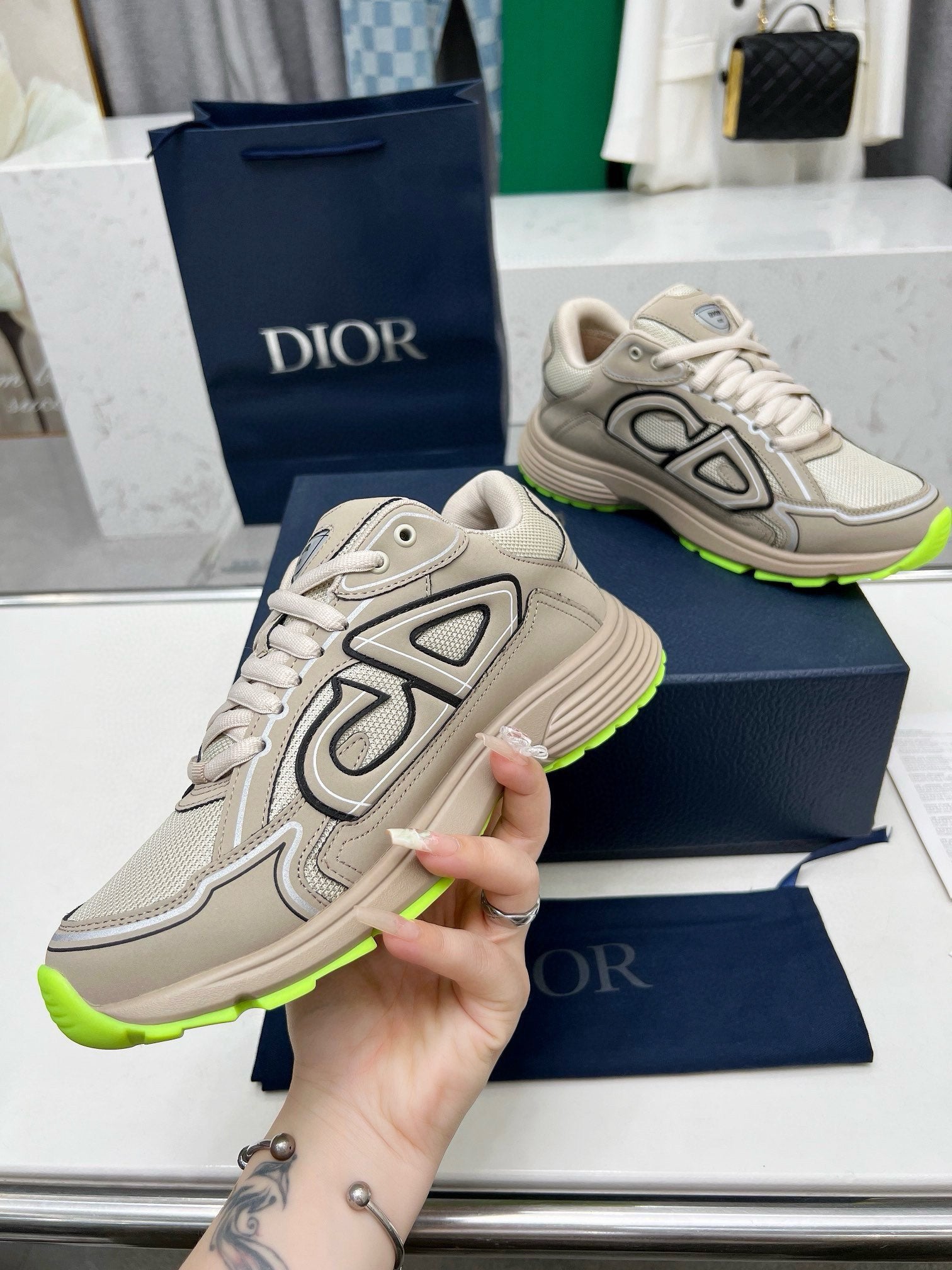 Dior B30 Unisex Mesh and Leather Sneakers