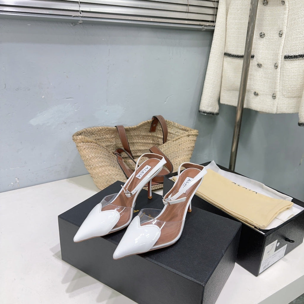 Alaïa Heart PVC Pointed Toe Slingback Mules – Spring/Summer Collection – 25SS