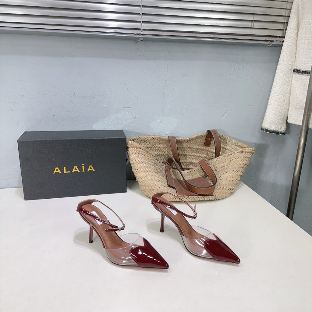 Alaïa Heart PVC Pointed Toe Slingback Mules – Spring/Summer Collection – 25SS