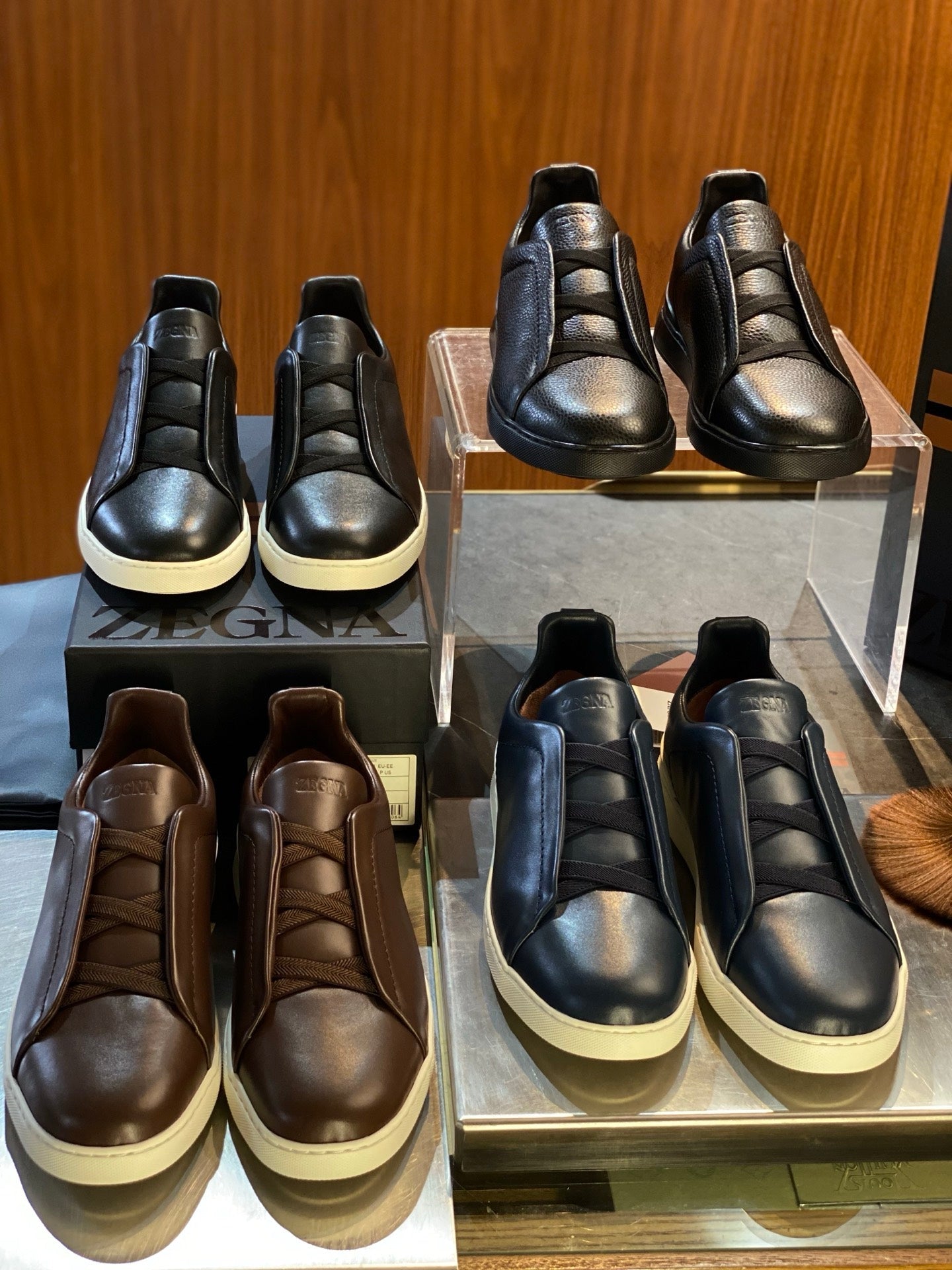 Zegna Triple Stitch Leather Sneakers