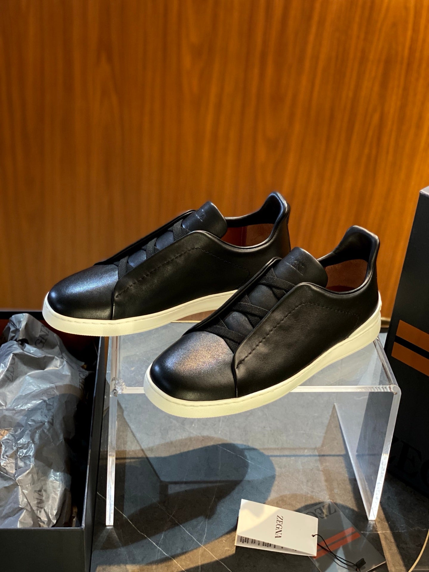 Zegna Triple Stitch Men's Leather Sneakers