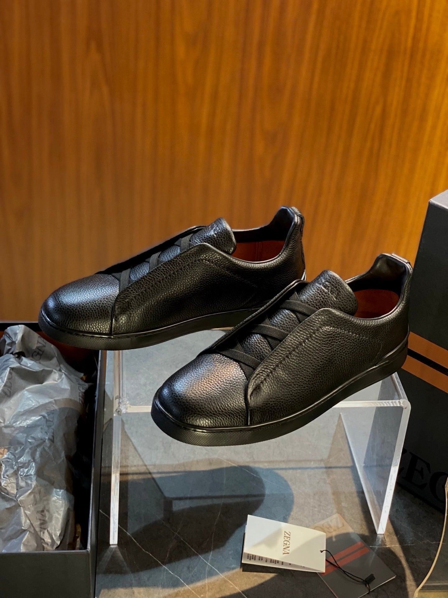 Zegna Triple Stitch Men's Leather Sneakers