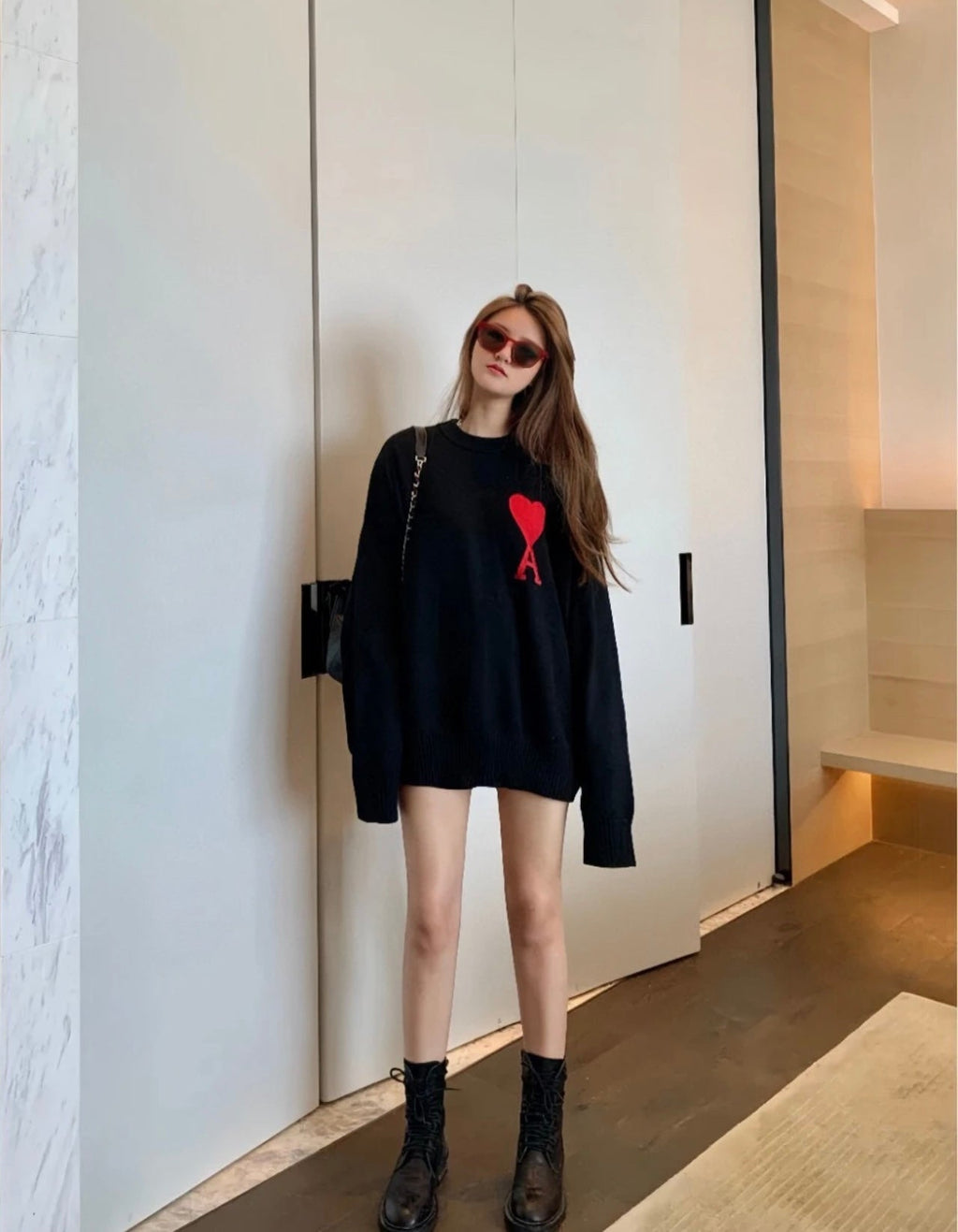 AMI Paris Heart Letter Knitted Sweater