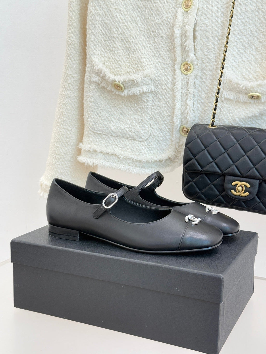 Chanel Rhinestone Double C Mary Jane Flats – 25K Collection