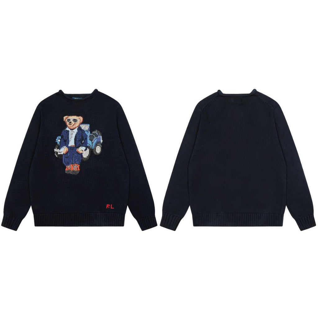 Ralph Lauren Heavy Craftsmanship Bear Vintage Car Knit Crewneck Sweater – Autumn/Winter