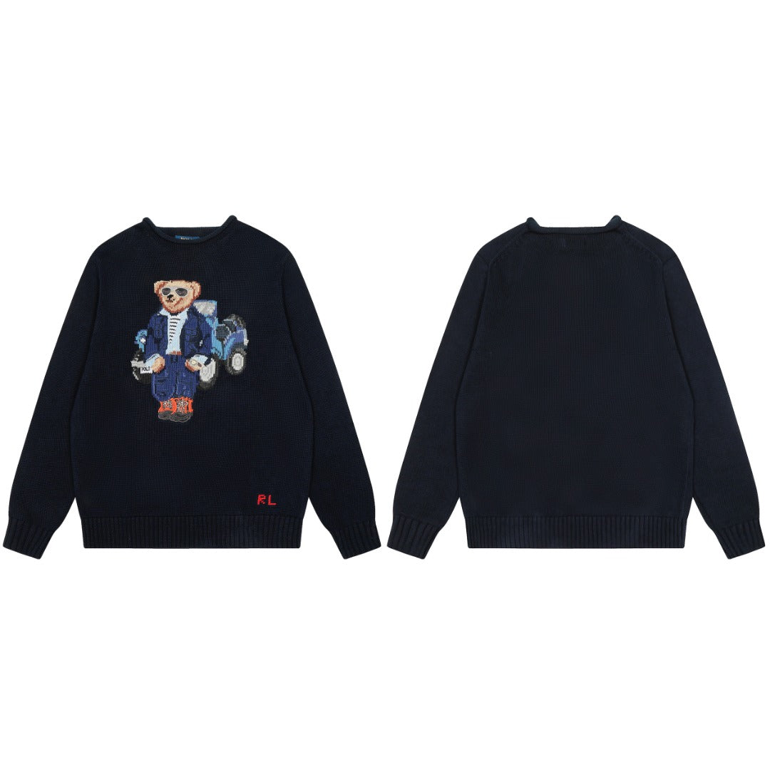 Ralph Lauren Heavy Craftsmanship Bear Vintage Car Knit Crewneck Sweater – Autumn/Winter